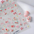 Nbntgh 5d embossed pink strawberry cake nail stickers front packaging