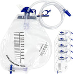 Carbou 2000ml Urine Drainage Bags 6 Pack front view showing anti reflux chamber