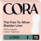Cora 100% Organic Cotton Topsheet Bladder Liners 72 count front view for incontinence care.