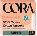 Cora Organic Cotton Tampons Super Absorbency 36 Count front view packaging
