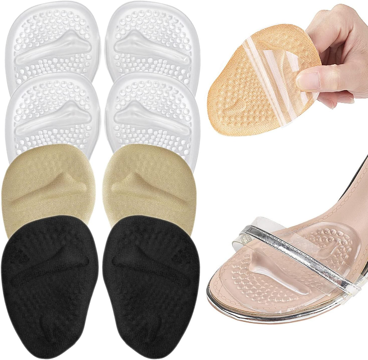 Yivckom Ball of Foot Cushions front view showing silicone gel texture for metatarsal support.