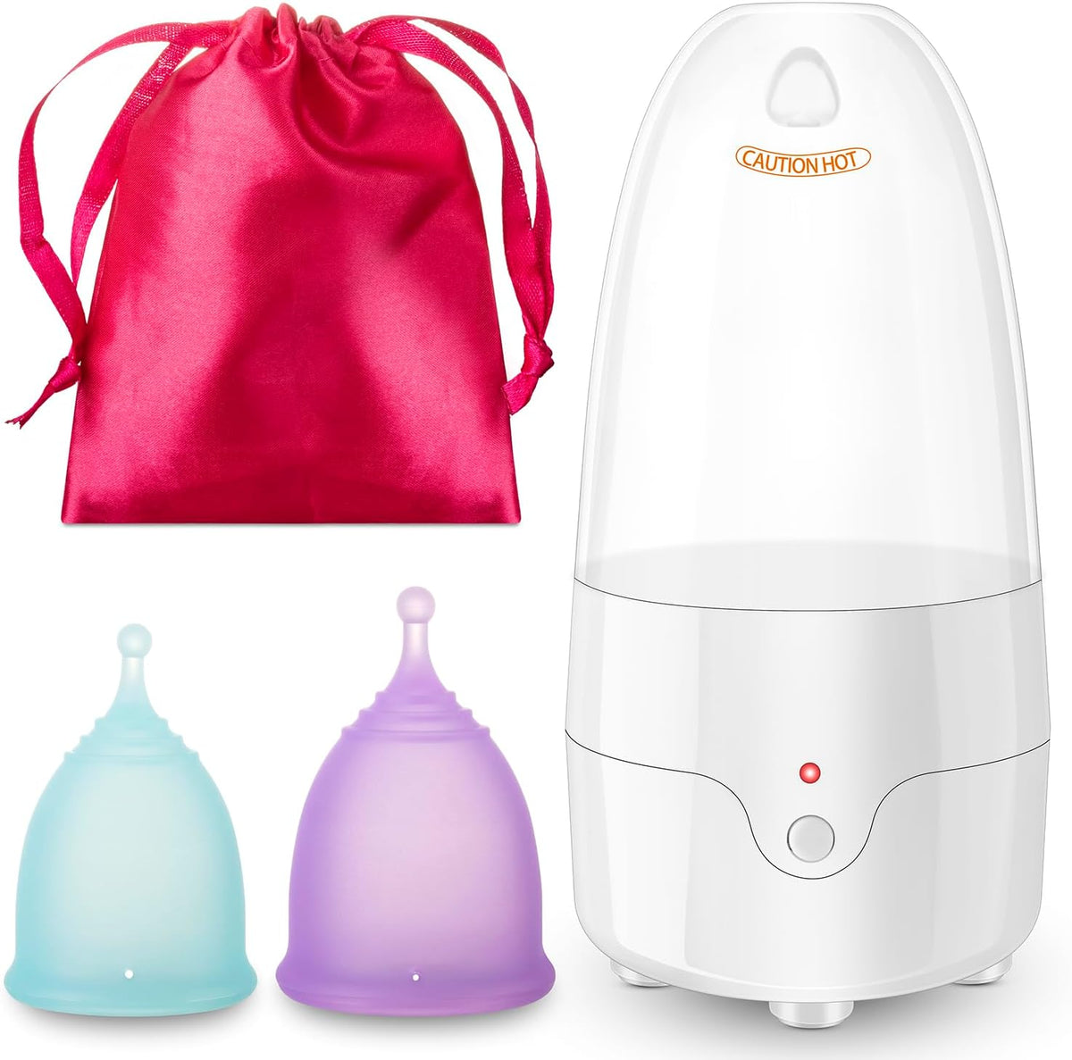 SHKIBY Menstrual Cup Steamer Sterilizer front view showing compact electric design.