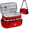 BAGSFY Travel Medicine Bag Organizer red front view showing carry handle