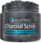 Exfoliating Charcoal Scrub with Collagen & Stem Cells – Salt Scrub for Body Toning, Cellulite, Armpit Detox, and Skin Smoothing for Face, Feet, and Body by M3 - Image 1
