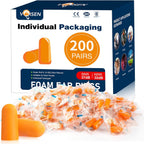 VOISEN Foam Ear Plugs front view of two hundred pairs packaging box with orange earplugs