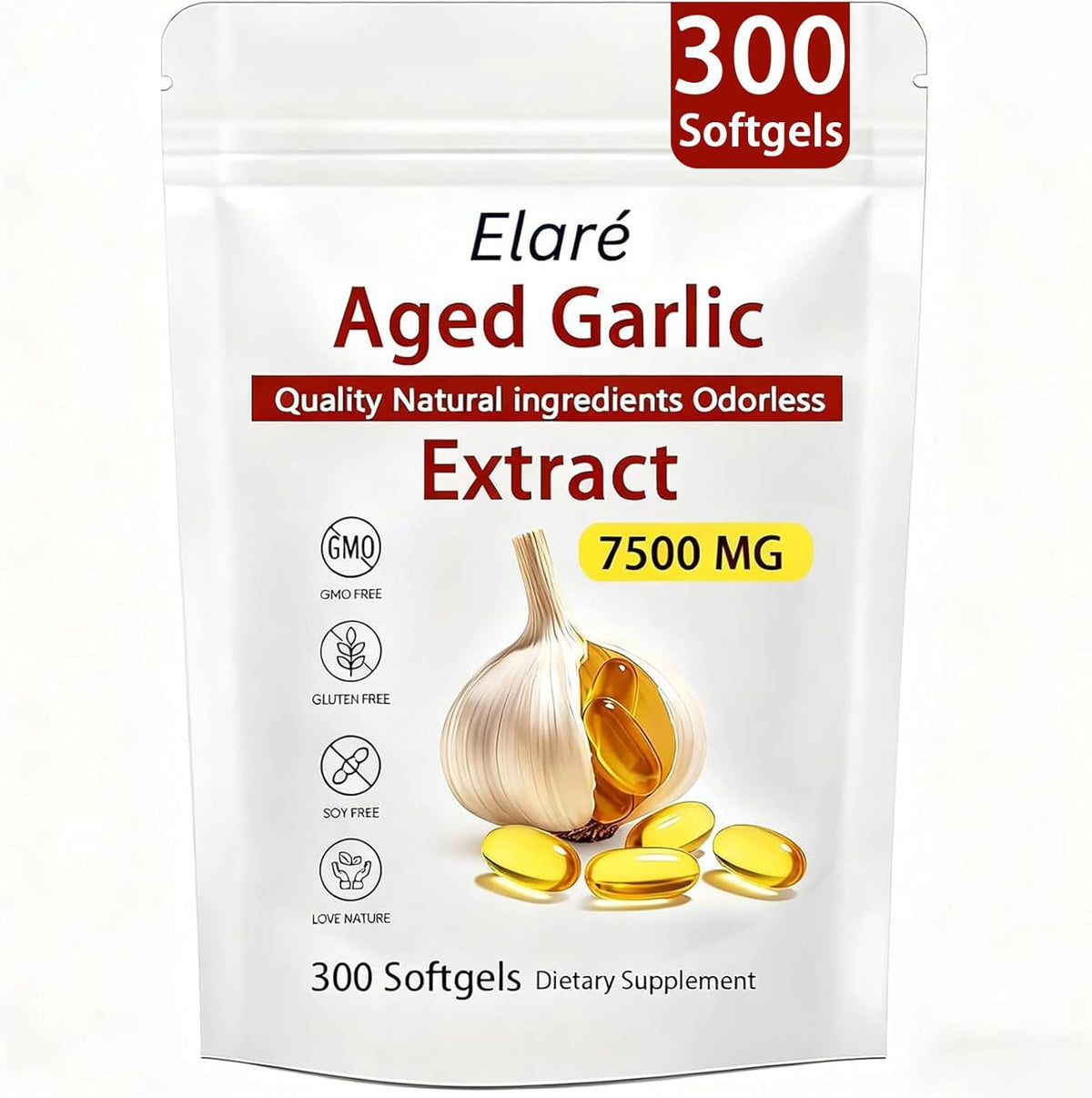 Napexix Aged Garlic Extract 7500 Milligrams bottle front view for premium cardiovascular health support.