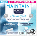 Monistat Maintain Boric Acid Odor Control Kit front view showing suppositories and wipes packaging