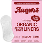 August Organic Cotton Panty Liners 38 count front view packaging