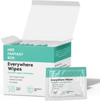 Her Fantasy Box Everywhere Wipes front packaging showing organic cotton label.