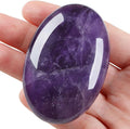 LAIDANLA Amethyst Large Palm Stone front view showing polished purple gemstone texture for meditation.