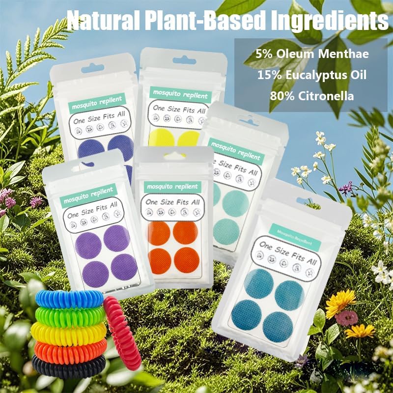 Close up of BuggyBands mosquito repellent stickers on clothing