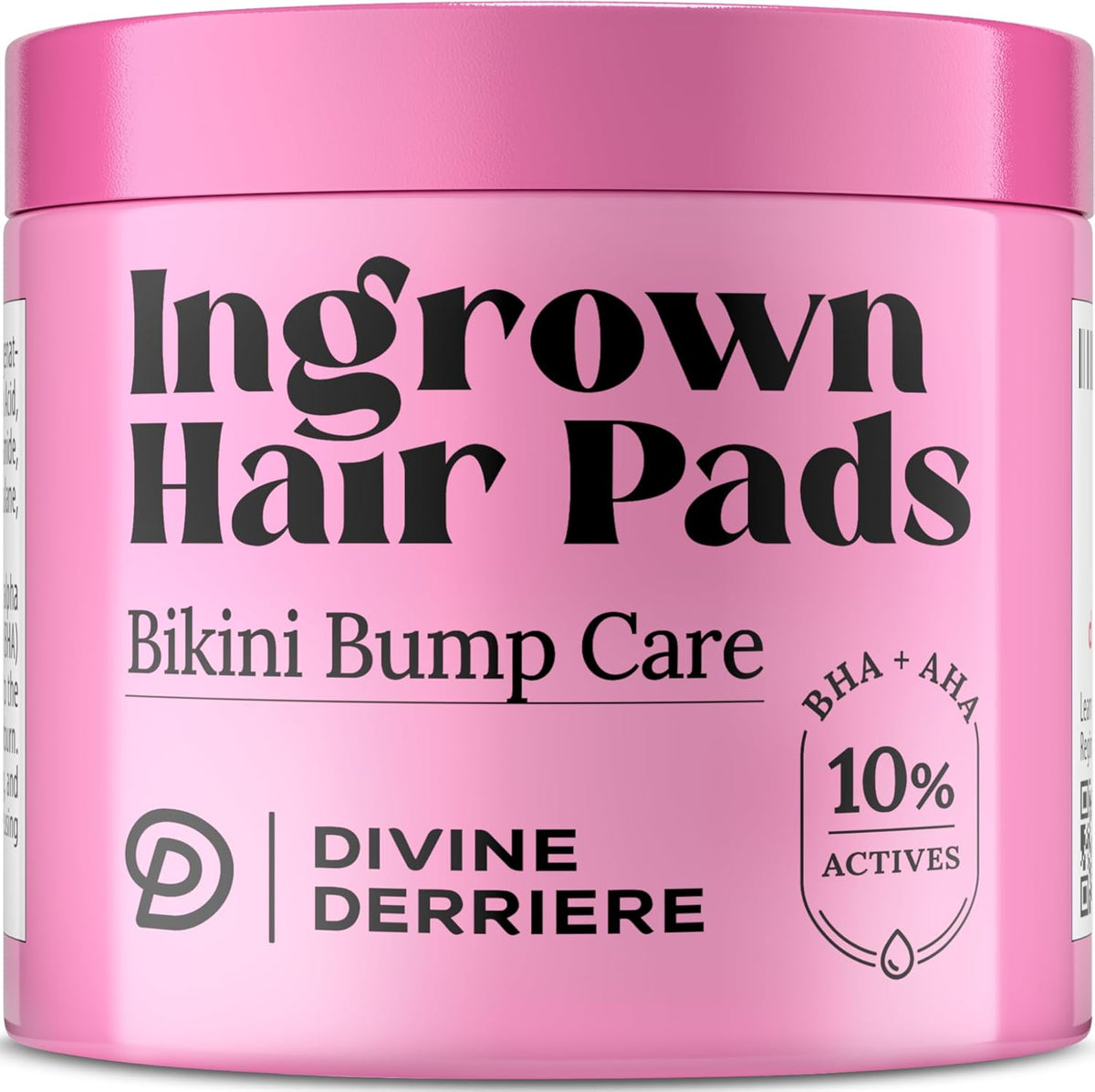 Divine Derriere Smoothing Solution Ingrown Hair Pads front view packaging for razor bump treatment