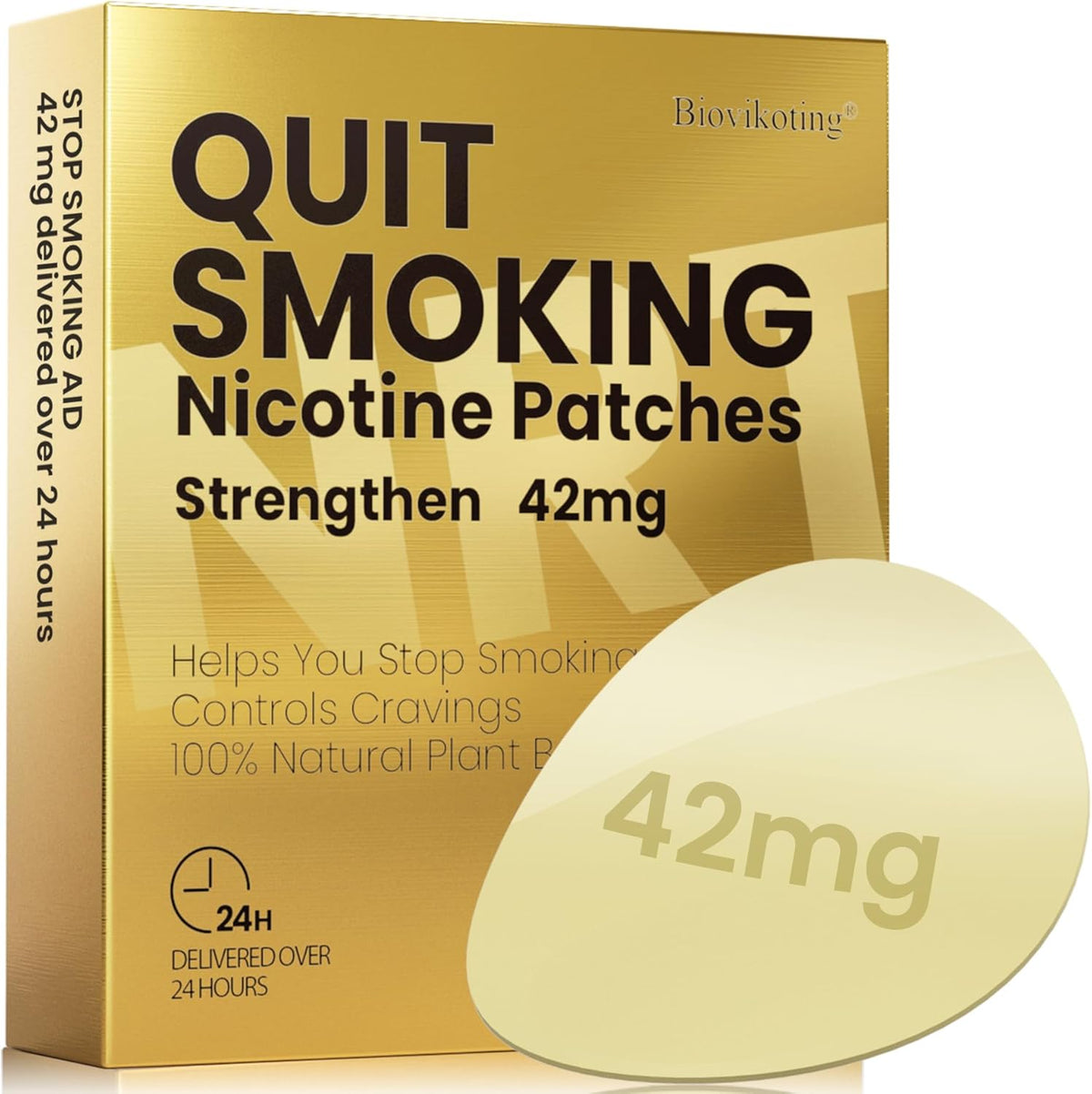 Biovikoting 42mg Nicotine Patches front view packaging for smoking cessation.