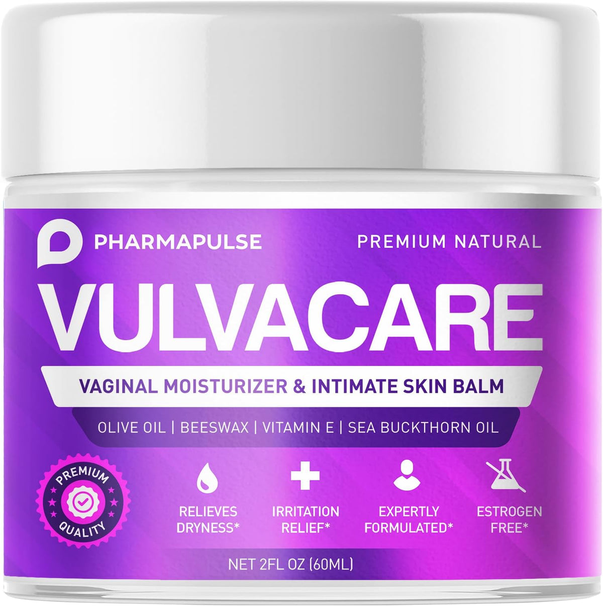 Pharmapulse Vaginal Moisturizer and Vulva Balm front view for menopause relief.