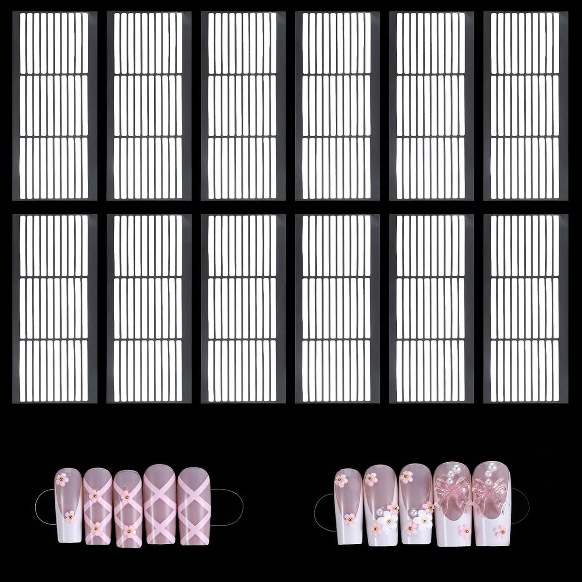 CIATBYYJ double sided tape for nails sheet front view showing clear pre cut adhesive strips