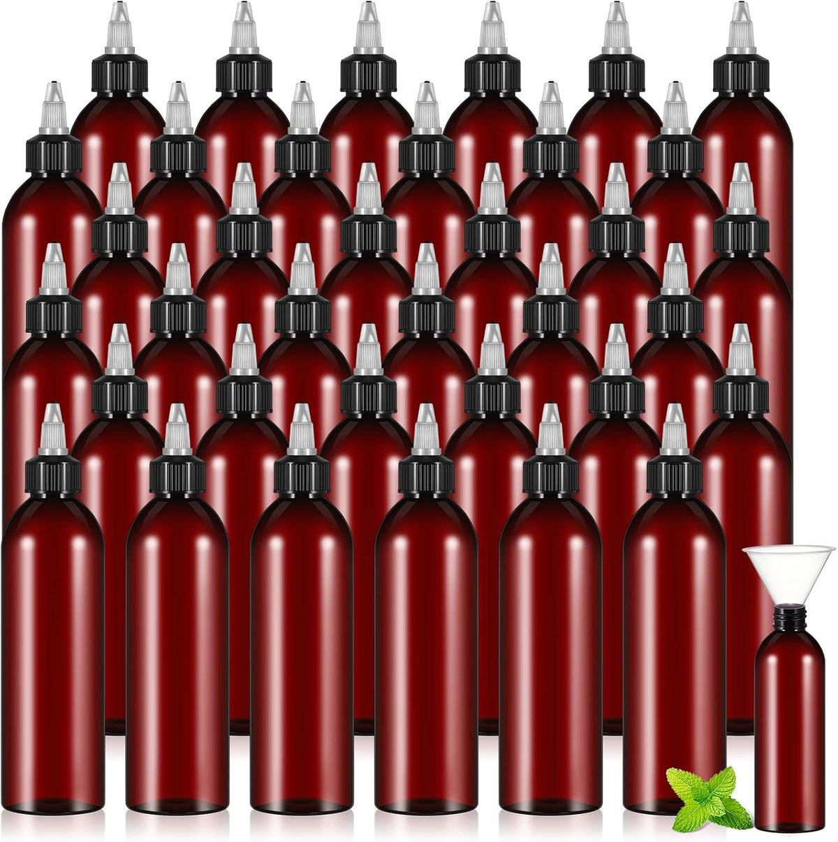 Barydat amber squeeze bottle twist top applicator front view for hair oil