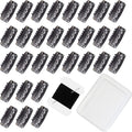 Uadbau 6-teeth U-shape wig clips front view showing thirty black snap fasteners with silicone coated teeth
