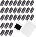 Uadbau 6-teeth U-shape wig clips front view showing thirty black snap fasteners with silicone coated teeth