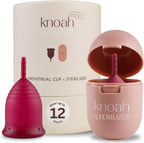 KAVODA Reusable Menstrual Cup front view with pink sterilizing case.