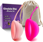 Ginalaia Reusable Menstrual Disc front view of red and pink medical grade silicone discs.