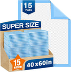 MILDPLUS disposable bed pads front view of packaging highlighting fifteen count fifteen hundred by two thousand millimeter dimensions.