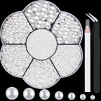 Belleboost nail art pearl kit box with tweezers and picker tools