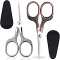 KISTARCH vintage precision scissors front view showing silver and copper red pairs