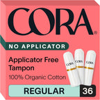 Cora Organic Cotton Non-Applicator Tampons front view 36 count box