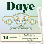 Daye Organic Tampons Super 18 Count front view of packaging.