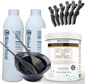 Blond Forte professional hair lightening bleaching powder kit front view showcasing the tub and developer bottle.