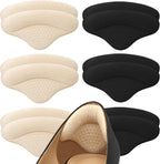 MUKIFINE 6 Pairs Heel Pads showing black and beige inserts for loose shoes.