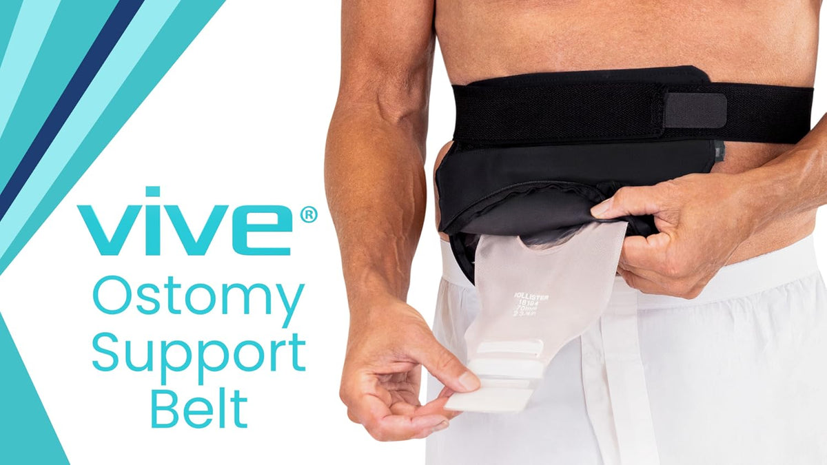 Vive secure fit ostomy guard packaging and lifestyle view