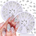 ONEUPIN 2 Disc 3D Silver Nail Charms front view showcasing twelve styles of ocean themed metallic studs.