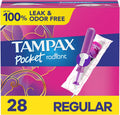 Tampax Pocket Radiant Compact Tampons 84 count pack front view authentic import