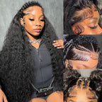 KVFCT 30 inch deep wave lace front human hair wig front view showing voluminous curls