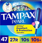 Tampax Pearl Tampons Multipack 47  front view showing LeakGuard Braid technology.