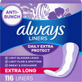 Always Daily Extra Protect Unscented Panty Liners 116 Count front packaging