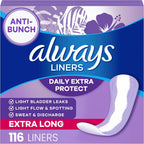 Always Daily Extra Protect Unscented Panty Liners 116 Count front packaging