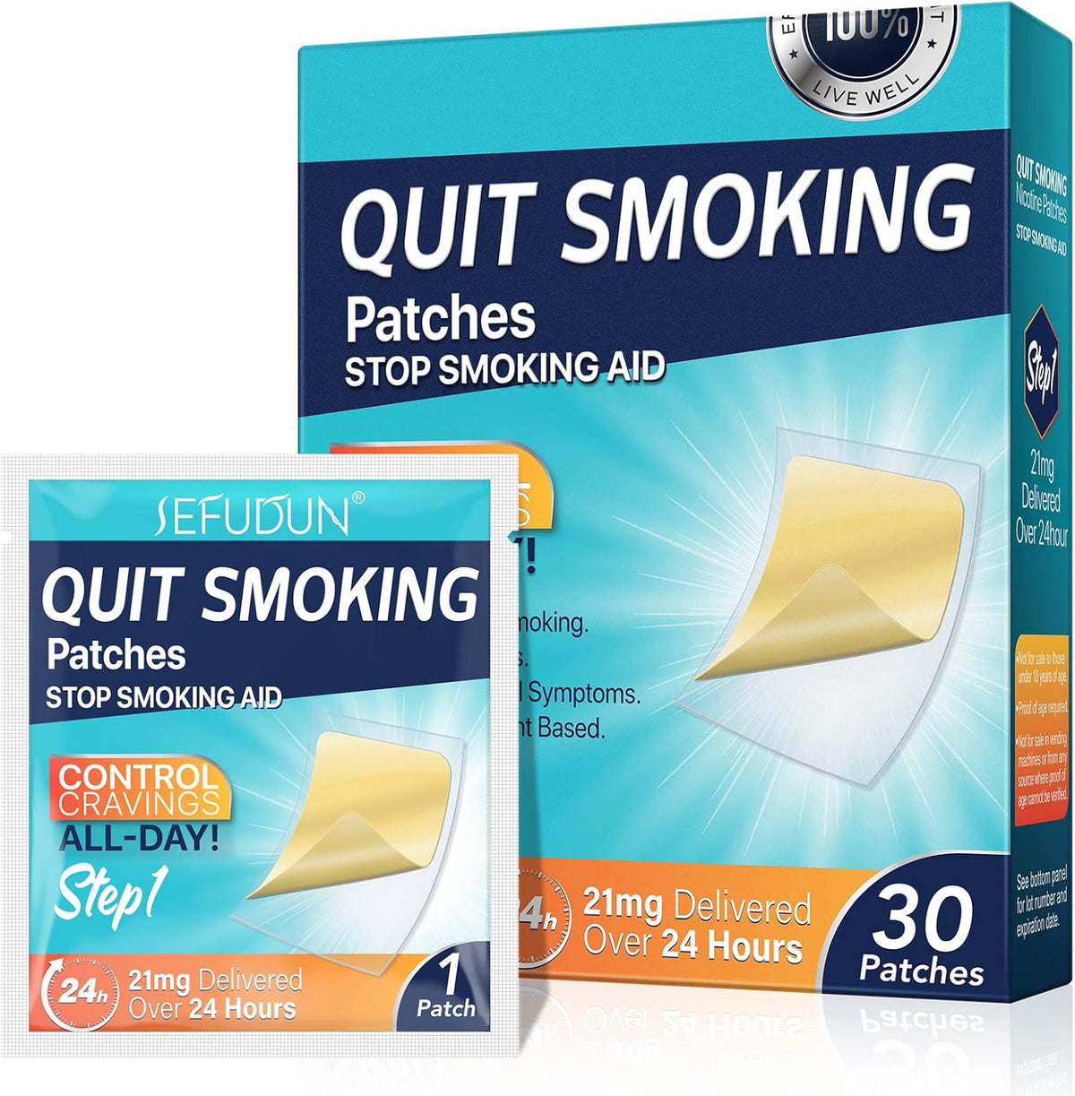 Tooffi 21mg Quit Smoking Patches Step One front box view 30 count