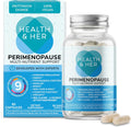 Health and Her Perimenopause Support 60 capsules front bottle view for hormonal balance.