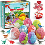 Qivatex dinosaur bath bombs for kids 9 pack front view packaging
