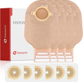 Heagimed two piece ostomy supplies kit front view showing medical drainable pouches and skin barriers