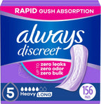 Always Discreet Heavy Absorbency Long Pads 156 count box front view