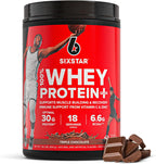 Six Star Whey Protein Plus Triple Chocolate front view container