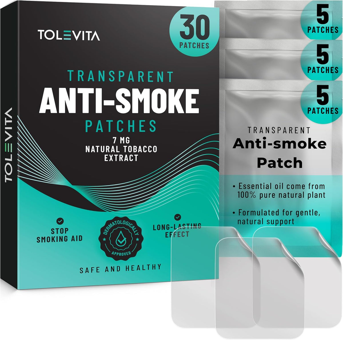 TOLEVITA Anti Smoke Herbal Patches front packaging for smoking cessation