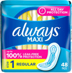 Always Maxi Feminine Pads Size 1 Regular 48 Count front packaging view