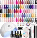 Mefa Pink Aesthetic Gel Nail Polish Kit front view with UV lamp