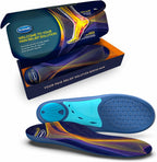 Dr. Scholl's Plantar Fasciitis Orthotic Insoles front view showing blue 3D arch support.