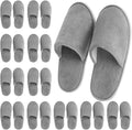 Juvale disposable guest slippers front view showcasing the soft gray coral fleece fabric closed toe design.