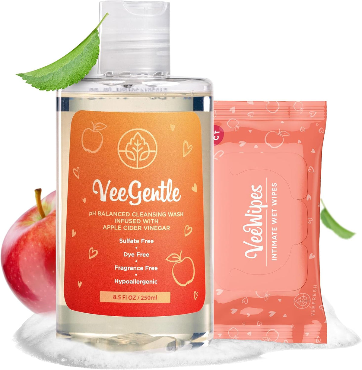 VeeFresh VeeDaily bundle front view showing intimate wash and wipes